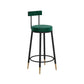 Glam Upholstered Counter Stool Bar-height Low Back Bar Stool with Metal Base Green-Black Flannel 1 Piece Clearhalo 'Bar Furniture' 'Bar Stools' 'bar_stools' 'furn' 'furn_bar_stools' 'Furniture' 'Kitchen & Dining Furniture' 6317025