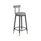 Glam Upholstered Counter Stool Bar-height Low Back Bar Stool with Metal Base Black-Gray Faux Leather 1 Piece Clearhalo 'Bar Furniture' 'Bar Stools' 'bar_stools' 'furn' 'furn_bar_stools' 'Furniture' 'Kitchen & Dining Furniture' 6317028