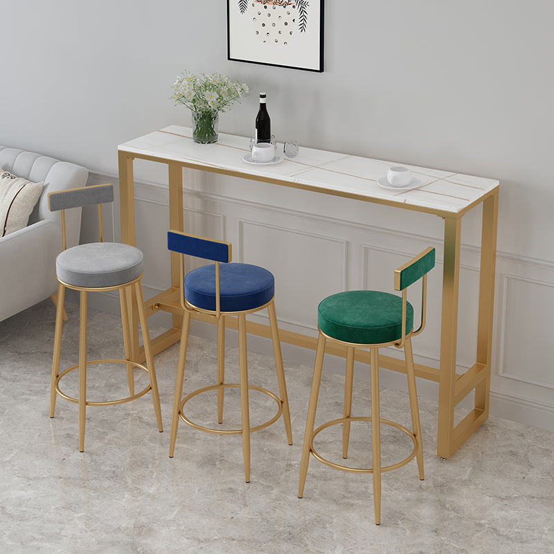 Glam Upholstered Counter Stool Bar-height Low Back Bar Stool with Metal Base Clearhalo 'Bar Furniture' 'Bar Stools' 'bar_stools' 'furn' 'furn_bar_stools' 'Furniture' 'Kitchen & Dining Furniture' 6317029
