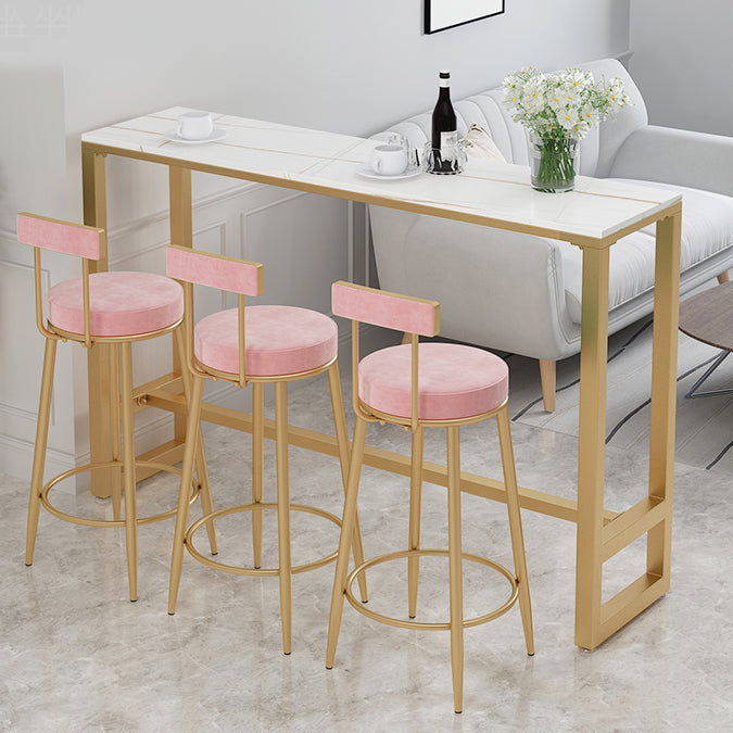 Glam Upholstered Counter Stool Bar-height Low Back Bar Stool with Metal Base Clearhalo 'Bar Furniture' 'Bar Stools' 'bar_stools' 'furn' 'furn_bar_stools' 'Furniture' 'Kitchen & Dining Furniture' 6317031