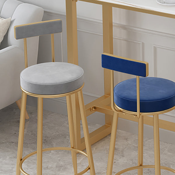 Glam Upholstered Counter Stool Bar-height Low Back Bar Stool with Metal Base Clearhalo 'Bar Furniture' 'Bar Stools' 'bar_stools' 'furn' 'furn_bar_stools' 'Furniture' 'Kitchen & Dining Furniture' 6317034