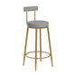Glam Upholstered Counter Stool Bar-height Low Back Bar Stool with Metal Base Gray-Gold Faux Leather 1 Piece Clearhalo 'Bar Furniture' 'Bar Stools' 'bar_stools' 'furn' 'furn_bar_stools' 'Furniture' 'Kitchen & Dining Furniture' 6317037
