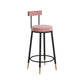 Glam Upholstered Counter Stool Bar-height Low Back Bar Stool with Metal Base Pink Black Flannel 1 Piece Clearhalo 'Bar Furniture' 'Bar Stools' 'bar_stools' 'furn' 'furn_bar_stools' 'Furniture' 'Kitchen & Dining Furniture' 6317038
