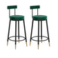 Glam Upholstered Counter Stool Bar-height Low Back Bar Stool with Metal Base Green-Black Flannel 2 Piece Set Clearhalo 'Bar Furniture' 'Bar Stools' 'bar_stools' 'furn' 'furn_bar_stools' 'Furniture' 'Kitchen & Dining Furniture' 6317041