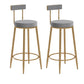 Glam Upholstered Counter Stool Bar-height Low Back Bar Stool with Metal Base Gray-Gold Flannel 2 Piece Set Clearhalo 'Bar Furniture' 'Bar Stools' 'bar_stools' 'furn' 'furn_bar_stools' 'Furniture' 'Kitchen & Dining Furniture' 6317043