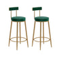 Glam Upholstered Counter Stool Bar-height Low Back Bar Stool with Metal Base Green Gold Flannel 2 Piece Set Clearhalo 'Bar Furniture' 'Bar Stools' 'bar_stools' 'furn' 'furn_bar_stools' 'Furniture' 'Kitchen & Dining Furniture' 6317045