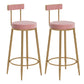 Glam Upholstered Counter Stool Bar-height Low Back Bar Stool with Metal Base Pink Gold Flannel 2 Piece Set Clearhalo 'Bar Furniture' 'Bar Stools' 'bar_stools' 'furn' 'furn_bar_stools' 'Furniture' 'Kitchen & Dining Furniture' 6317046