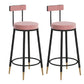 Glam Upholstered Counter Stool Bar-height Low Back Bar Stool with Metal Base Pink Black Flannel 2 Piece Set Clearhalo 'Bar Furniture' 'Bar Stools' 'bar_stools' 'furn' 'furn_bar_stools' 'Furniture' 'Kitchen & Dining Furniture' 6317048