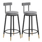 Glam Upholstered Counter Stool Bar-height Low Back Bar Stool with Metal Base Black-Gray Flannel 2 Piece Set Clearhalo 'Bar Furniture' 'Bar Stools' 'bar_stools' 'furn' 'furn_bar_stools' 'Furniture' 'Kitchen & Dining Furniture' 6317049