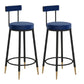 Glam Upholstered Counter Stool Bar-height Low Back Bar Stool with Metal Base Blue-Black Flannel 2 Piece Set Clearhalo 'Bar Furniture' 'Bar Stools' 'bar_stools' 'furn' 'furn_bar_stools' 'Furniture' 'Kitchen & Dining Furniture' 6317050