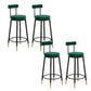 Glam Upholstered Counter Stool Bar-height Low Back Bar Stool with Metal Base Green-Black Flannel 4 Piece Set Clearhalo 'Bar Furniture' 'Bar Stools' 'bar_stools' 'furn' 'furn_bar_stools' 'Furniture' 'Kitchen & Dining Furniture' 6317051