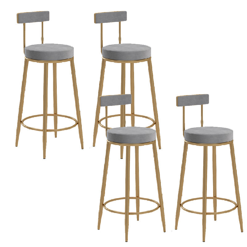 Glam Upholstered Counter Stool Bar-height Low Back Bar Stool with Metal Base Gray-Gold Flannel 4 Piece Set Clearhalo 'Bar Furniture' 'Bar Stools' 'bar_stools' 'furn' 'furn_bar_stools' 'Furniture' 'Kitchen & Dining Furniture' 6317053