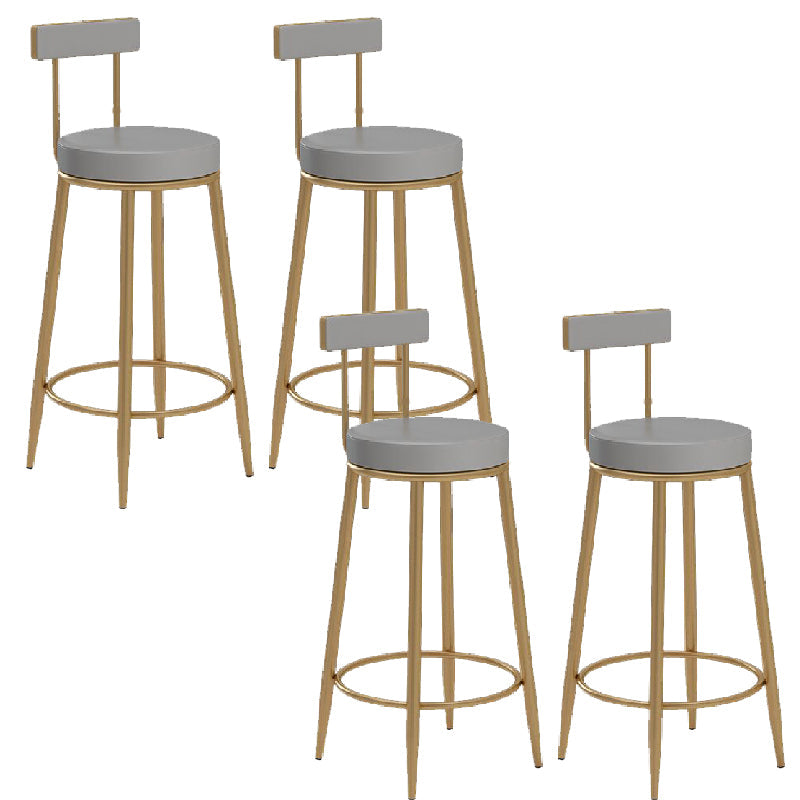 Glam Upholstered Counter Stool Bar-height Low Back Bar Stool with Metal Base Gray-Gold Faux Leather 4 Piece Set Clearhalo 'Bar Furniture' 'Bar Stools' 'bar_stools' 'furn' 'furn_bar_stools' 'Furniture' 'Kitchen & Dining Furniture' 6317057