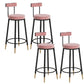 Glam Upholstered Counter Stool Bar-height Low Back Bar Stool with Metal Base Pink Black Flannel 4 Piece Set Clearhalo 'Bar Furniture' 'Bar Stools' 'bar_stools' 'furn' 'furn_bar_stools' 'Furniture' 'Kitchen & Dining Furniture' 6317058