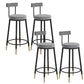 Glam Upholstered Counter Stool Bar-height Low Back Bar Stool with Metal Base Black-Gray Flannel 4 Piece Set Clearhalo 'Bar Furniture' 'Bar Stools' 'bar_stools' 'furn' 'furn_bar_stools' 'Furniture' 'Kitchen & Dining Furniture' 6317059