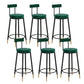 Glam Upholstered Counter Stool Bar-height Low Back Bar Stool with Metal Base Green-Black Flannel 6 Piece Set Clearhalo 'Bar Furniture' 'Bar Stools' 'bar_stools' 'furn' 'furn_bar_stools' 'Furniture' 'Kitchen & Dining Furniture' 6317061