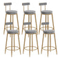 Glam Upholstered Counter Stool Bar-height Low Back Bar Stool with Metal Base Gray-Gold Flannel 6 Piece Set Clearhalo 'Bar Furniture' 'Bar Stools' 'bar_stools' 'furn' 'furn_bar_stools' 'Furniture' 'Kitchen & Dining Furniture' 6317063