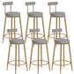 Glam Upholstered Counter Stool Bar-height Low Back Bar Stool with Metal Base Gray-Gold Faux Leather 6 Piece Set Clearhalo 'Bar Furniture' 'Bar Stools' 'bar_stools' 'furn' 'furn_bar_stools' 'Furniture' 'Kitchen & Dining Furniture' 6317067