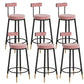 Glam Upholstered Counter Stool Bar-height Low Back Bar Stool with Metal Base Pink Black Flannel 6 Piece Set Clearhalo 'Bar Furniture' 'Bar Stools' 'bar_stools' 'furn' 'furn_bar_stools' 'Furniture' 'Kitchen & Dining Furniture' 6317068