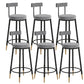 Glam Upholstered Counter Stool Bar-height Low Back Bar Stool with Metal Base Black-Gray Flannel 6 Piece Set Clearhalo 'Bar Furniture' 'Bar Stools' 'bar_stools' 'furn' 'furn_bar_stools' 'Furniture' 'Kitchen & Dining Furniture' 6317069