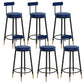 Glam Upholstered Counter Stool Bar-height Low Back Bar Stool with Metal Base Blue-Black Flannel 6 Piece Set Clearhalo 'Bar Furniture' 'Bar Stools' 'bar_stools' 'furn' 'furn_bar_stools' 'Furniture' 'Kitchen & Dining Furniture' 6317070