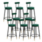Glam Upholstered Counter Stool Bar-height Low Back Bar Stool with Metal Base Green-Black Flannel 8 Piece Set Clearhalo 'Bar Furniture' 'Bar Stools' 'bar_stools' 'furn' 'furn_bar_stools' 'Furniture' 'Kitchen & Dining Furniture' 6317071