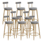Glam Upholstered Counter Stool Bar-height Low Back Bar Stool with Metal Base Gray-Gold Flannel 8 Piece Set Clearhalo 'Bar Furniture' 'Bar Stools' 'bar_stools' 'furn' 'furn_bar_stools' 'Furniture' 'Kitchen & Dining Furniture' 6317073