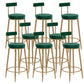 Glam Upholstered Counter Stool Bar-height Low Back Bar Stool with Metal Base Green Gold Flannel 8 Piece Set Clearhalo 'Bar Furniture' 'Bar Stools' 'bar_stools' 'furn' 'furn_bar_stools' 'Furniture' 'Kitchen & Dining Furniture' 6317075