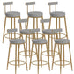 Glam Upholstered Counter Stool Bar-height Low Back Bar Stool with Metal Base Gray-Gold Faux Leather 8 Piece Set Clearhalo 'Bar Furniture' 'Bar Stools' 'bar_stools' 'furn' 'furn_bar_stools' 'Furniture' 'Kitchen & Dining Furniture' 6317077