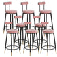 Glam Upholstered Counter Stool Bar-height Low Back Bar Stool with Metal Base Pink Black Flannel 8 Piece Set Clearhalo 'Bar Furniture' 'Bar Stools' 'bar_stools' 'furn' 'furn_bar_stools' 'Furniture' 'Kitchen & Dining Furniture' 6317078
