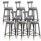 Glam Upholstered Counter Stool Bar-height Low Back Bar Stool with Metal Base Black-Gray Flannel 8 Piece Set Clearhalo 'Bar Furniture' 'Bar Stools' 'bar_stools' 'furn' 'furn_bar_stools' 'Furniture' 'Kitchen & Dining Furniture' 6317079