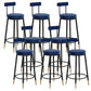 Glam Upholstered Counter Stool Bar-height Low Back Bar Stool with Metal Base Blue-Black Flannel 8 Piece Set Clearhalo 'Bar Furniture' 'Bar Stools' 'bar_stools' 'furn' 'furn_bar_stools' 'Furniture' 'Kitchen & Dining Furniture' 6317080
