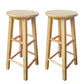 Backless Solid Wood Round Chair Industrial Wooden Counter Chair with 4 Legs