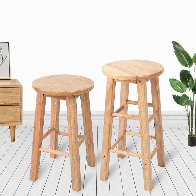 Backless Solid Wood Round Chair Industrial Wooden Counter Chair with 4 Legs