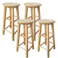 Backless Solid Wood Round Chair Industrial Wooden Counter Chair with 4 Legs