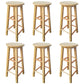Backless Solid Wood Round Chair Industrial Wooden Counter Chair with 4 Legs