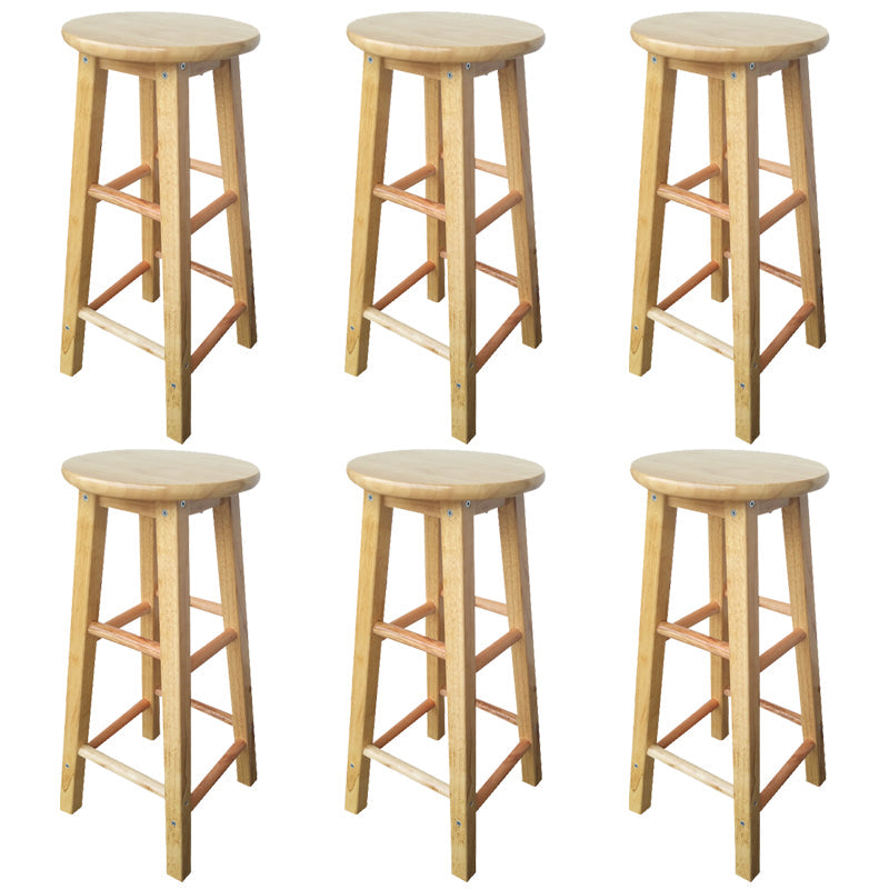 Backless Solid Wood Round Chair Industrial Wooden Counter Chair with 4 Legs