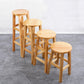 Backless Solid Wood Round Chair Industrial Wooden Counter Chair with 4 Legs