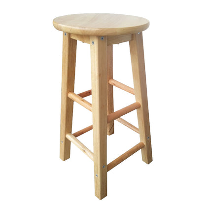 Backless Solid Wood Round Chair Industrial Wooden Counter Chair with 4 Legs