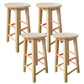 Backless Solid Wood Round Chair Industrial Wooden Counter Chair with 4 Legs