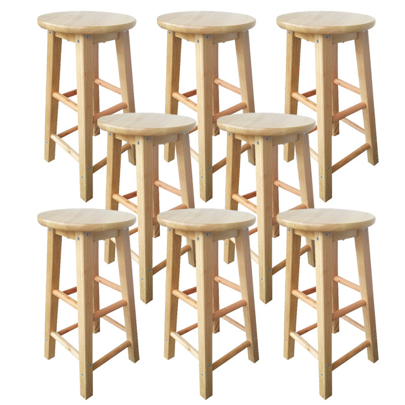 Backless Solid Wood Round Chair Industrial Wooden Counter Chair with 4 Legs