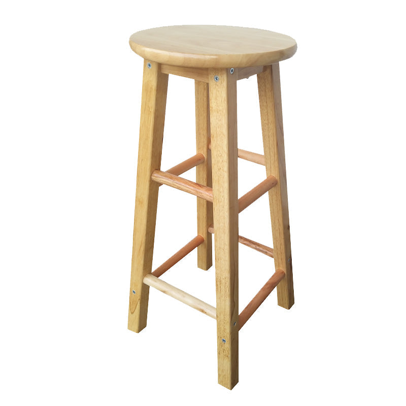 Backless Solid Wood Round Chair Industrial Wooden Counter Chair with 4 Legs