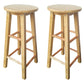 Backless Solid Wood Round Chair Industrial Wooden Counter Chair with 4 Legs