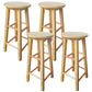 Backless Solid Wood Round Chair Industrial Wooden Counter Chair with 4 Legs