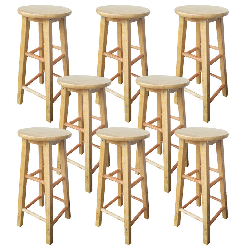 Backless Solid Wood Round Chair Industrial Wooden Counter Chair with 4 Legs