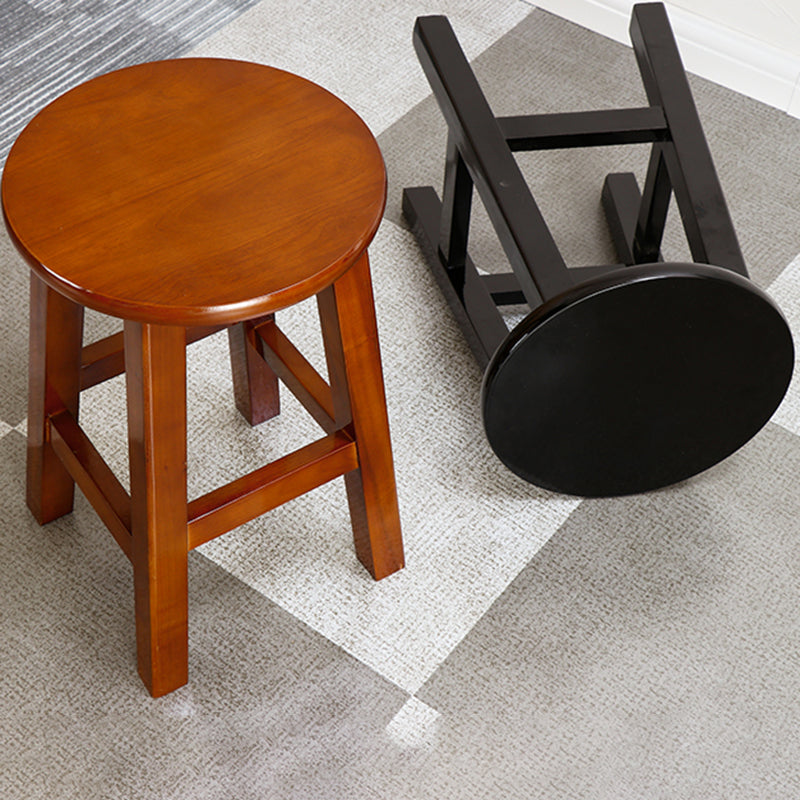 Silla alta redonda de madera maciza sin respaldo Silla de mostrador de madera industrial con 4 patas