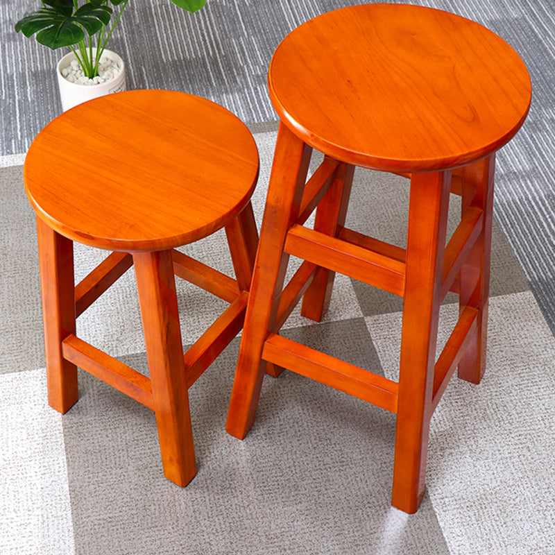 Silla alta redonda de madera maciza sin respaldo Silla de mostrador de madera industrial con 4 patas