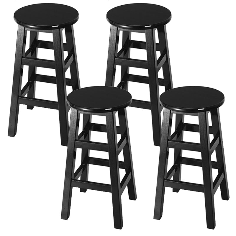 Silla alta redonda de madera maciza sin respaldo Silla de mostrador de madera industrial con 4 patas