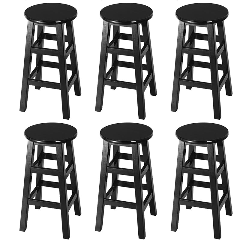 Silla alta redonda de madera maciza sin respaldo Silla de mostrador de madera industrial con 4 patas