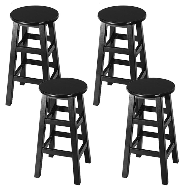 Silla alta redonda de madera maciza sin respaldo Silla de mostrador de madera industrial con 4 patas